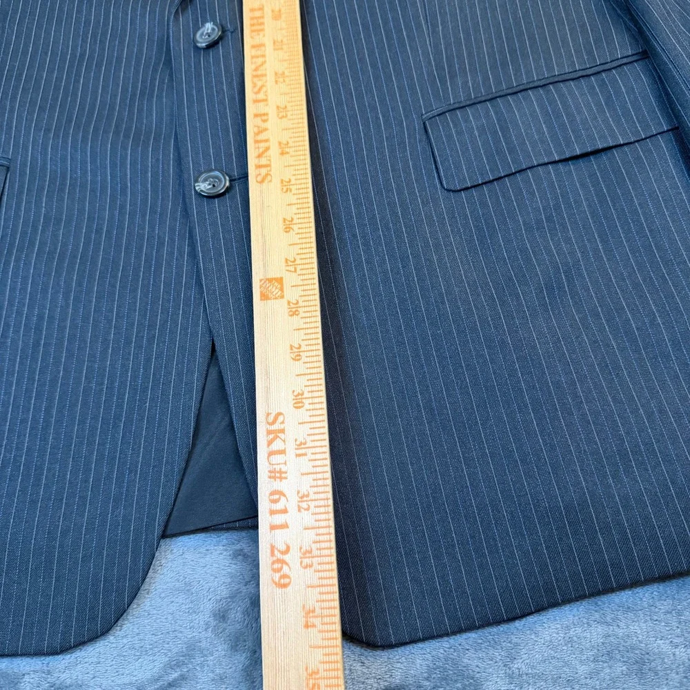 Lauren Ralph Lauren Pinstripe Suit Jacket Mens 46‎ Regular Gray Blue Wool Blazer